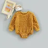 Strampler 5 Farben Frühling Herbst Baby Strampler Kleidung 0-24M geborene Jungen Mädchen Plaid Langarm Oansatz Sweatshirts Overalls 230927