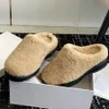 Row Shoes Luxury Designer Lamb Platform Women Fluffy Fur Slipper Slide Mules Trend Shearling Sadal