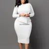 Roupas étnicas Peplum Vestido Mulher 2023 Bodycon Mangas Compridas Ruffles Pacote Hip Robe Elegante Chic e Elegante Escritório Senhoras Vestidos de Verão