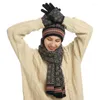 Hats Scarves Gloves Sets W51 Hat Men And Women Winter Warm Fashion Suit Acrylic Knitted Wool Scarf Three-Piece