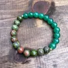 Charme Pulseiras Unakite e Verde Aventurine Frisado Pulseira Set para Casais 8mm Beads Mala Pulso Cura Pedra de 2