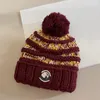 Gorros de lana térmicos de punto informales decorativos con bolas de lana tejidas de Color ganchillo hechos a mano para otoño e invierno