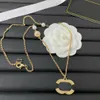 Designer 18K Gold Plated Letter Pendant Necklaces Chain Rhinestone Stainless steel Choker Brand Necklaces for Women Wedding Party Jewelry Couple Gifts