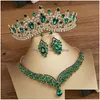 Jewelry Sets Kmvexo Baroque Crystal Water Drop Bridal Tiaras Crown Necklace Earrings Bride Dubai Set 221109 Delivery Dh7Ot