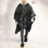 Misturas de lã masculina 2023 moda outono inverno medieval gótico maxi com capuz manto poncho casaco com capuz capa casaco de inverno masculino 230927