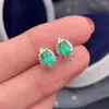 Boucles d'oreilles exquises et élégantes, pierres précieuses vertes émeraude, bijoux en argent pour femmes, véritable pierre précieuse naturelle, cadeau de Banquet d'anniversaire 925