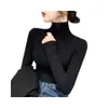 Kvinna skjortor designer hoodie blusar höga halsar långa ärmar sweatshirt vårens höstkärl för dam kvinnlig smal stil med Budge Neck Tees Tops S-3XL