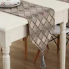 Table Runner LeRadore Luxury Modern Coffee PolyesterRunner Cloth With Tassels Cutwork Emboss Effect Runners 32 220cm