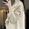 Damskie dzianiny tee koreańskie kołnierzyki klearne swetry odzież swobodny elegancki frędzel jesienna zimowa zima vintage solidne kolory kardigan 230927
