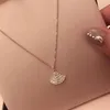 Moda di lusso gonnellino collana di diamanti ciondolo a forma di ventaglio da donna in oro rosa regalo creativo di alta qualità2952