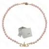 Naszyjnik perłowy Saturn Koraliki wisiorek moda kobiety Diamentowy naszyjnik para biżuterii Prezent z pakietem 215U