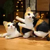 Plush Dolls INS Lifelike Real Prone Cat Plush Doll Stuffed Pure Colors Grey White Yellow Kitten Toy Pets Animal Kids Gift 230927