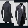 Men's Wool Blends Mens Double Breasted Trench Coat 2023 Winter Blend High Quality Fashion Casual Slim Fit Solid Color Jacket 230927