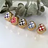 Bagues de cluster 2023 Coréen Métal Coeur Plaid Émail Pour Femmes Golden HipHop Vintage Charms Multicolore Bague Filles Bijoux D'été