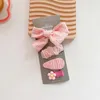 Hair Accessories 4Piece Set Girl Cute Plaid Flower Star Hairpins For Kids Children Sweet Clips Fashion Bow Barrettes Over 1Y