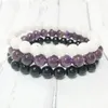 MG0319 Topp Grand Moonstone Energy Armband Set Natural Black Tourmaline Amethyst Armband Balance Chakra Gem Stone Armband217p