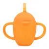 Bouteilles d'eau Tasse de paille pondérée en silicone pour tout-petits anti-déversement avec couvercle Fournitures de formation à boire Nourrissons Sucer pour les voyages à domicile