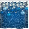 Shower Curtains Christmas Curtain Bathroom Decor Blue Balls Silver Stars Lights Snowflake Year Winter Festival Bathtub Screens Hoo310H