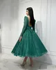 Elegant Green Prom Dresses A Line Jewel Neck Glitter Evening Dress Ankle Length Backless Formal Long Special Occasion Party dress