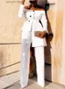 Damen Zweiteilige Hosen 2023 Sommer Neue Bürokleidung Elegante Hosenanzüge Damenanzug Blazer mit Hose Jacke und Hose 2-teiliges Set Damen Blazer Set T230928