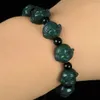 Brins de perles naturel XinJiang Hetian Yu, tête de singe du zodiaque chinois, pierre à main porte-bonheur, Bracelet élastique extensible, bijoux à la mode 212h