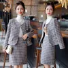 Zweiteiliges Kleid Herbst Winter Kleiner Duft Plaid Tweed Set Damen Crop Top Kurze Jacke Mantel Miniröcke Sets Süße 2 Anzüge