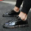 Dress Shoes Men Fashiona Patent Leather Sneakers Tops Gold Silver Hip Hop Boots Glossy Lighted Brand Designer Flats Size 230927