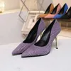 Luxury Brand Pumps Dress Classic Lettering Logo Pointy Stiletto Heels 10.5cm For Women Walking Shoes Size 35-42