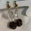 Boucles d'oreilles à tige en argent sterling S925 pour femme, longues et exagérées, cristal blanc naturel, affranchissement