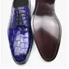 Chaussures habillées Chue brosse pointue couleur cuir crocodile couture manuelle hommes