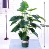 75cm 24Heads Tropical Monstera Plants Large Artificial Tree Palm Tree Plastic Green Leaves Fake Turtle Leaf For Home Party Decor298f