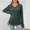 Damenblusen, weiche Woll-Rippstrick-Henley-Shirts, T-Shirt, elegante Damen-Pullover mit langen Ärmeln und V-Ausschnitt, Winter, warmes Unterhemd, sexy Bluse