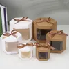 Gift Wrap 12pcs Kraft Paper Cake Box Packaging Bags Transparent Window Candy Boxes With Clear PVC Birthday Presents Sweet