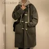 Herren-Wollmischungen, amerikanischer Rindsleder-Knopf-Wollmantel, Winter-Kapuzenjacke, High-End-Jacke, Unisex, Preppy Streetwear, Windjacke, Herrenbekleidung 230928