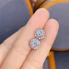 Stud Earrings Silver Round Excellent Cut Total 1 Carat Diamond Test Passed Moissanite For Female Engagement S925 Jewelry