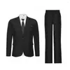 Men's Suits Attractive Anti-pilling Flap Pockets Comfortable Male Slim Notched Collar Suit Coat Straight Pants Set Formal Warm