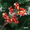 Decorative Flowers 5pcs Nice Christmas Berries Artificial Plant Foam Beans Simulated Branches Wedding Favor Party Festival Desktop Ornament