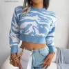 Women's Sweaters Ficusrong Women Autumn Winter Fashion Tiger Print Long Sleeve Crop Knit Sweater For Ladies O Neck Short Chic Tops T230928