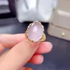 Кольца кластера Простое элегантное кольцо из розового кварца из натурального и настоящего стерлингового серебра 925 пробы для мужчин и женщин