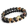 2pcs set Mens Bracelets Lava buddha bracelet For Men Natural Stone Beads Gift Religion Yoga pulseras pulseira masculinaGift holid231Y