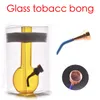 Mini tjock hård vattenpipa reser skyddande gult färgglad glas vatten dab rigg bong tobak röråter återvinning ask catcher bongs med metall rökning torr ört båge