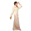 Ethnic Clothing Women Brocade Tibetan Areas Improved Tibet Fashion White Robe Lhasa Gown Traditional Bola Bubble Sleeved Costume Lady