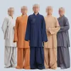 Etniska kläder unisex bomull 6Color Blue/Grå högkvalitativ SummerSpring Shaolin Monk Suits Zen Lay Uniforms Arhat Wushu