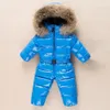 Macacão russo inverno bebê macacão real pele com capuz menino grosso menina infantil roupas de neve jaqueta crianças terno de esqui impermeável parka xmp255 230927