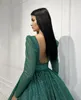 Elegancka zielona sukienki na studniówkę Linia Jewel Neck Glitter Sukienka wieczorowa kostka bez pleca