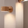 Luci notturne Lampada da lettura in legno 3 livelli di luminosità Ricaricabile Sfera rotante a 360° Touch control regolabile Comodino in legno