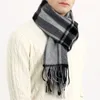 Halsdukar Cashmere Scarf Men Winter Strip Solid Plaid ull Lyxig klassisk varm för tillbehör 230928