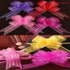 NYA 100 st blommor Garland Organza Wedding Organza Yarn Pull Bows Ribbons Wedding Party Flower Decor Gift313R