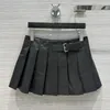 Skirts 2023 23ss Arrival Genuine Leather Brand Pleated Skirt Print Luxury For Women