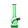 Mini narghilè verde economico da viaggio, la più recente pipa per tabacco in vetro colorato, dab rig, bong, con ciotola per erbe secche in metallo con gambo inferiore